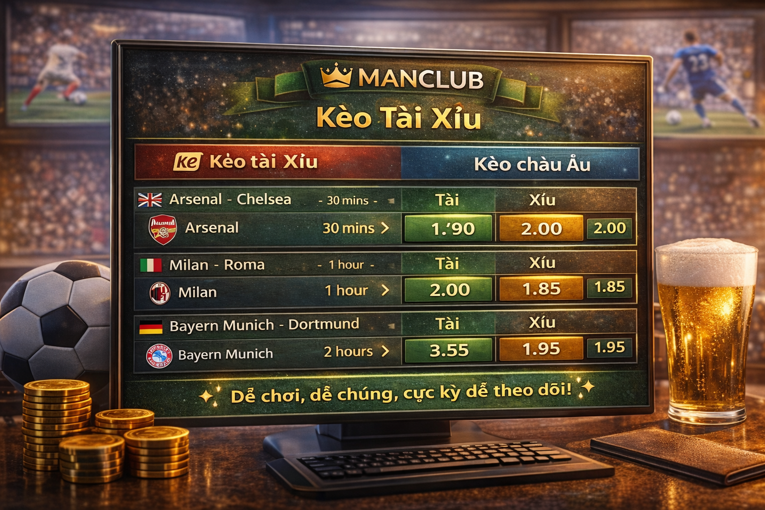 Manclub Kèo Tài Xỉu Chuẩn Xác – Lựa Chọn Dễ Chơi, Dễ Theo Dõi