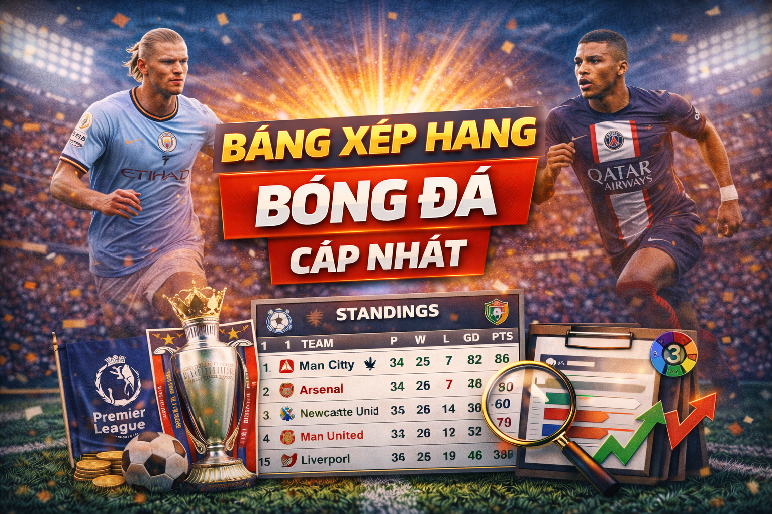 Bảng xếp hạng bóng đá cập nhật