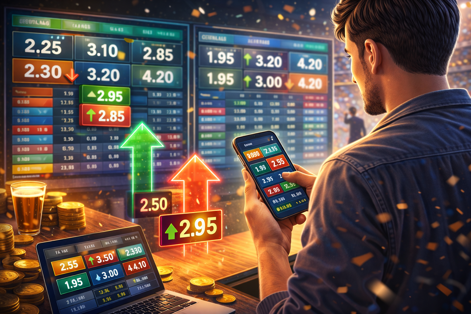 Người chơi thể thao theo dõi tỷ lệ cược